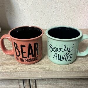 Lazy One Orange and Green Bear Mugs Set